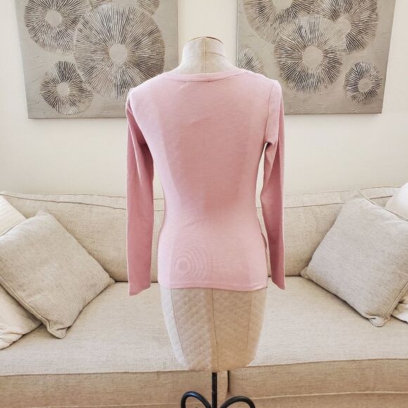INC Long-Sleeve Draped Ribbed T-Shirt size XS in Pale Mauve - NEW - Picture 7 of 12